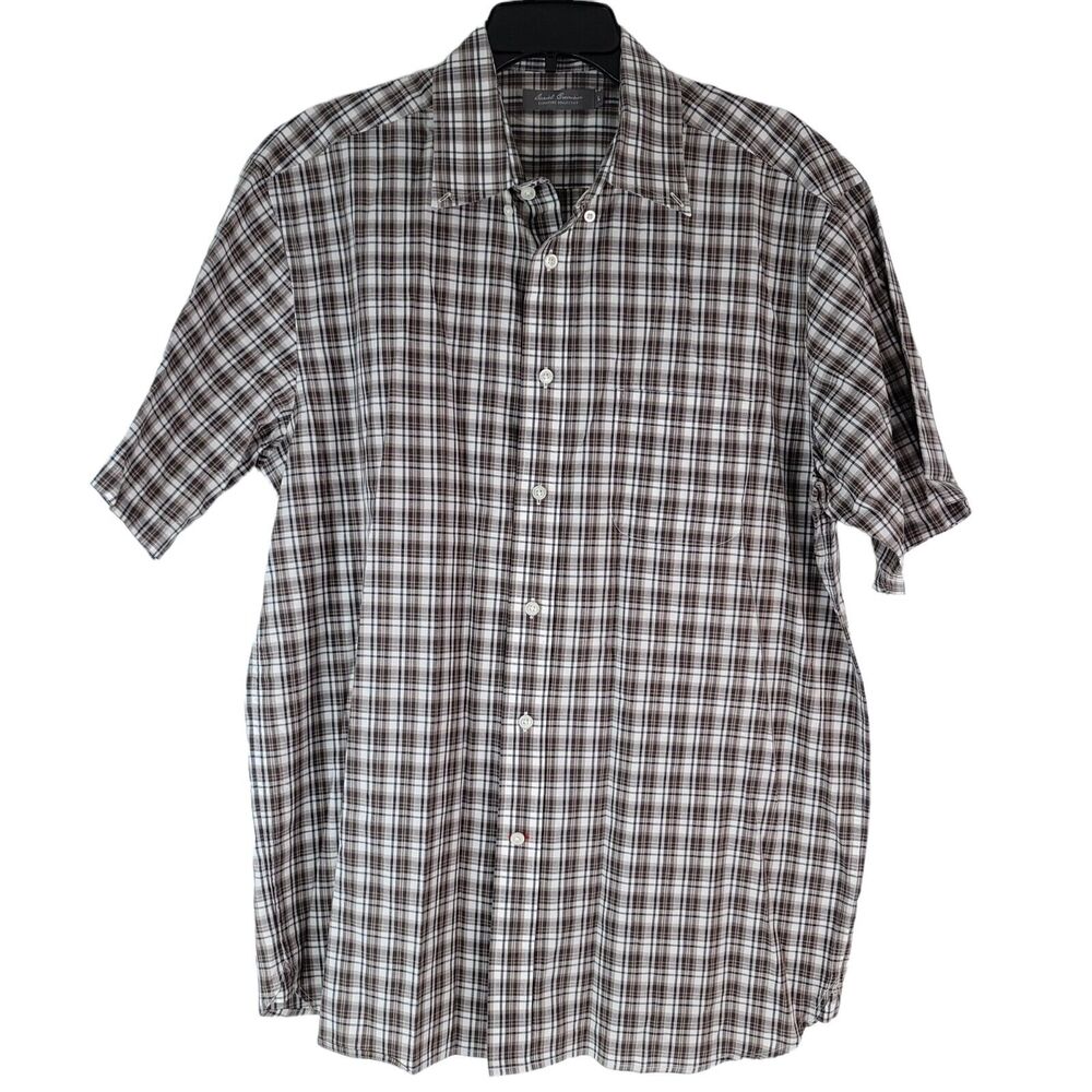 Daniel Cremieux Shirt‎ Mens L Brown Plaid Signature Collection Button Down SS